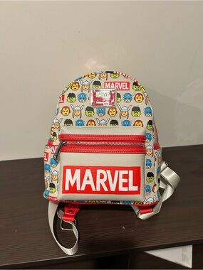 Disney Parks Loungefly Marvel Mini Backpack in White with Red Accents